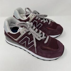 New Balance 574 Maroon and Gray Sneakers